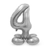 Stehender Folienballon Ziffer / Zahl 4 Silber - 72 cm