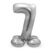 Stehender Folienballon Ziffer / Zahl 7 Silber - 72 cm