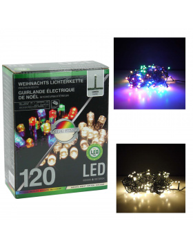 Lichterkette 120 LEDs multicolor warmweiß innen außen 8 Leuchtfunktionen