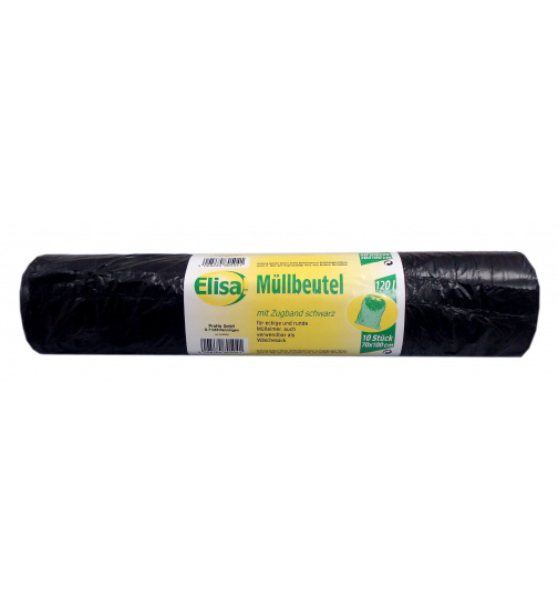 Elisa Zugband - Müllbeutel 120 ltr. 10 Stck.    70x100cm schwarz
