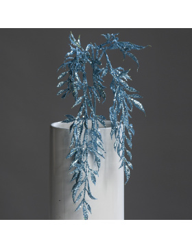 Bambus-Zweig, blue-glitter, 
50 cm