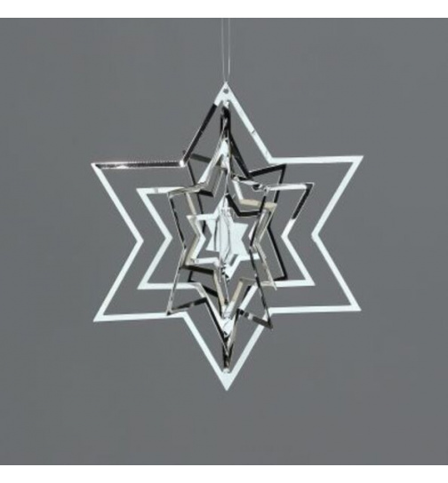 Metalhänger-Set  3D Sterne 
1 Stück in Box 
ca.11 cm, silber,  silver